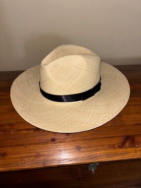 Stetson Natural Straw Fedora with Black Band M